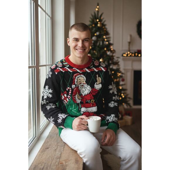 Santa Ugly Holiday Men's Sweater Size Medium - Picture 1 of 5